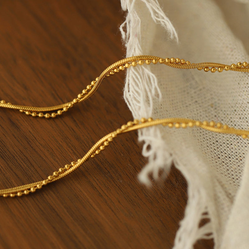 18k Gold Plated Twisted Beaded Chain