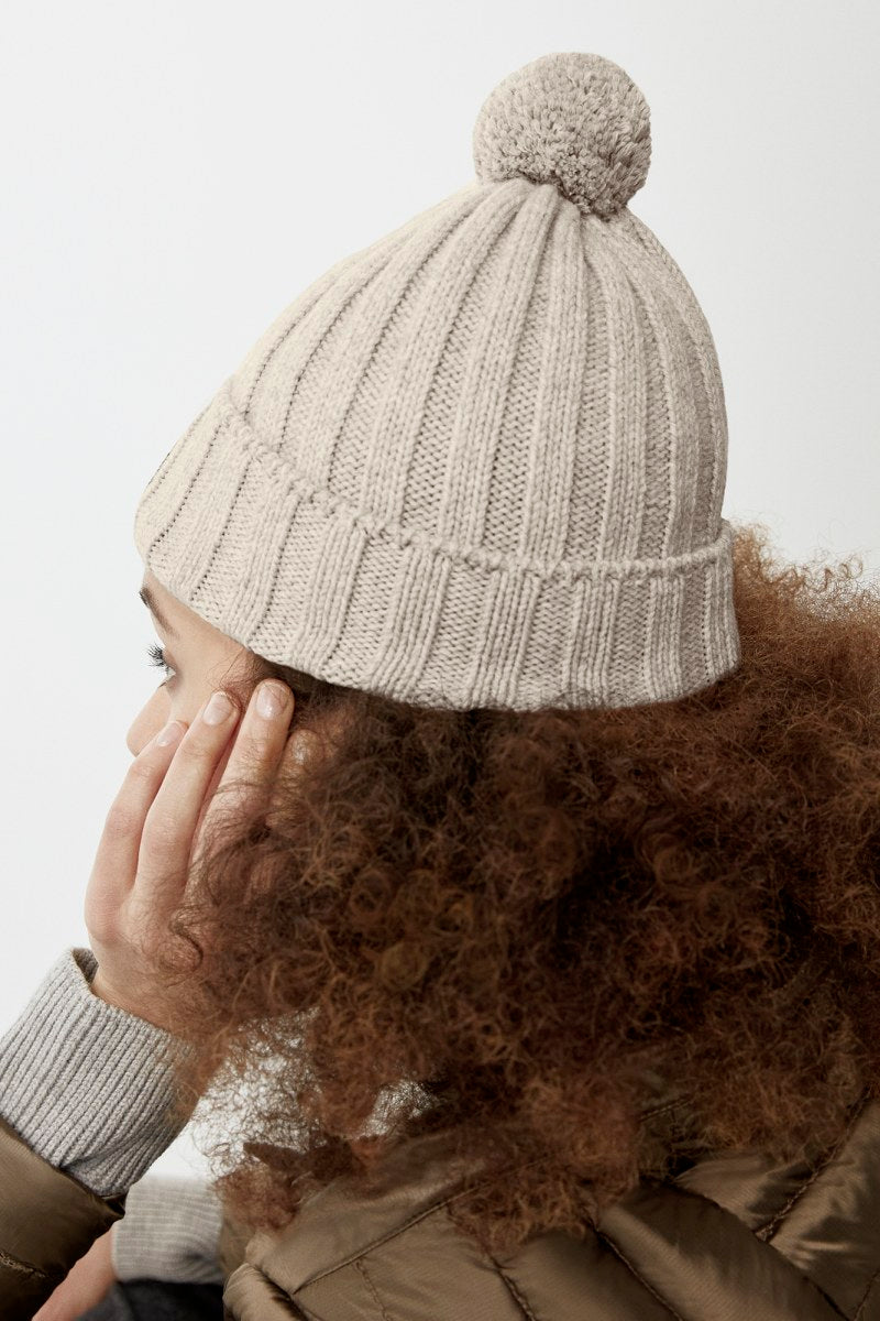 Pom Cashmere Beanie Ribbed